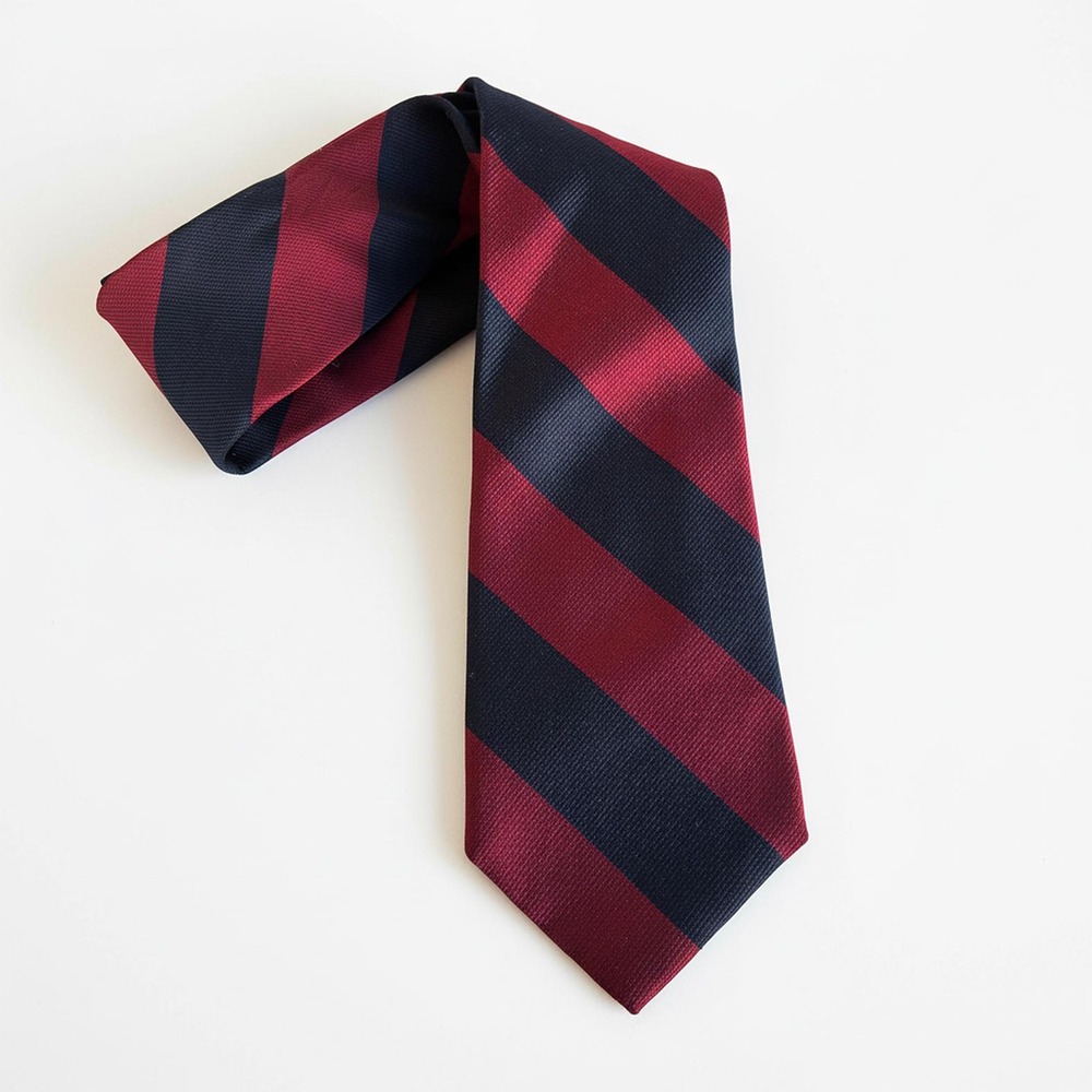 JG Hook For Lord and Taylor All Silk Regimental Striped Tie Burgandy and Navy